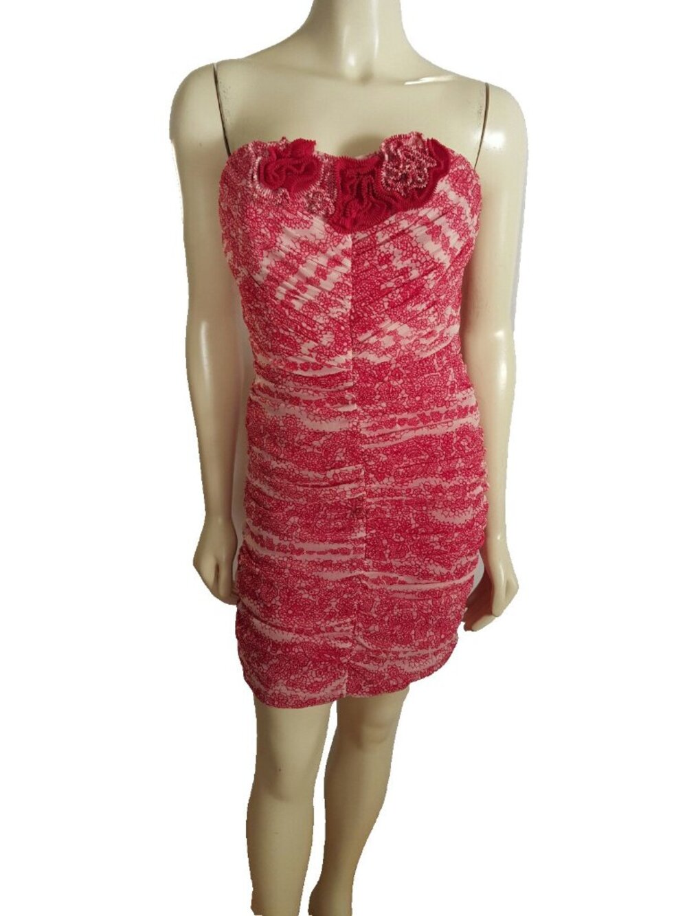 Max and Cleo Strapless Crimson Formal cocktail ruched Dress NWT size 8